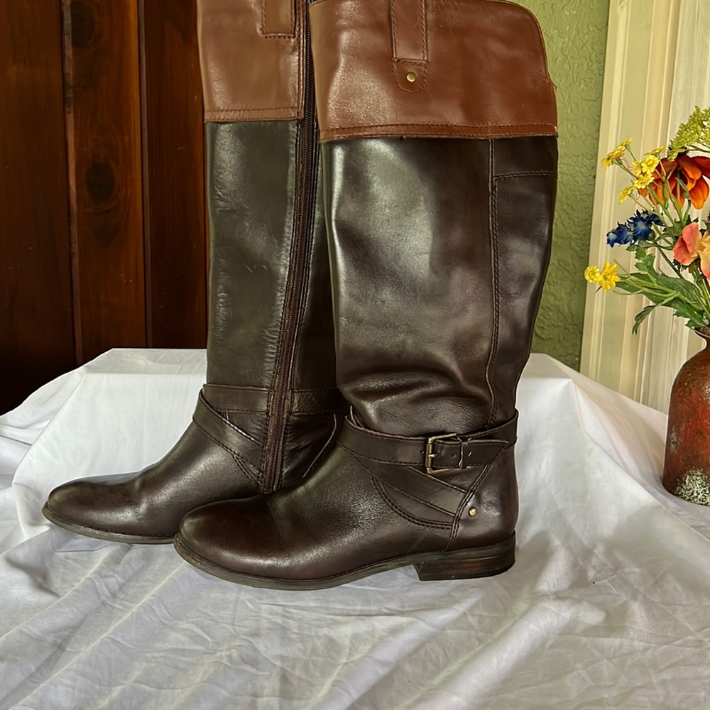 Max Fishes two tone brown leather equestrian boots. Size 8 med